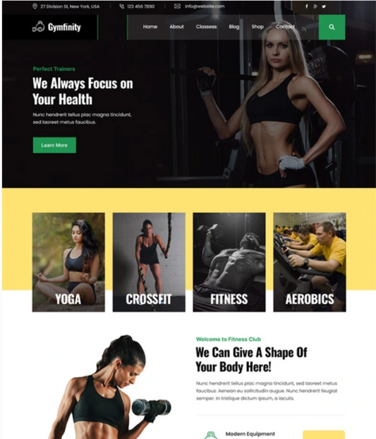Gymfinity Fitness Wordpress Theme
