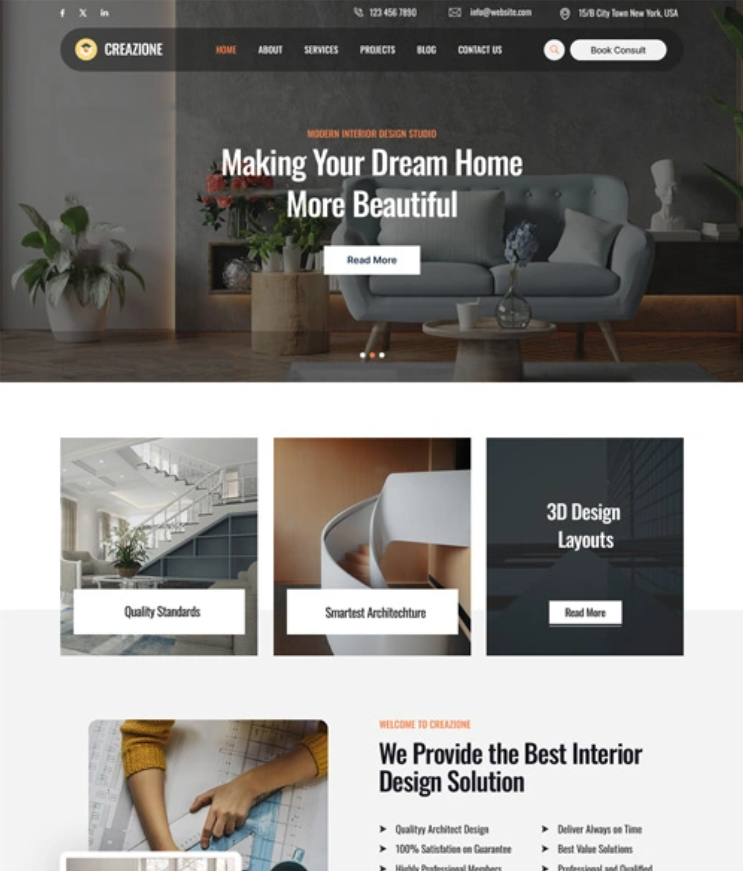 Creazione Premium Interior WordPress Theme