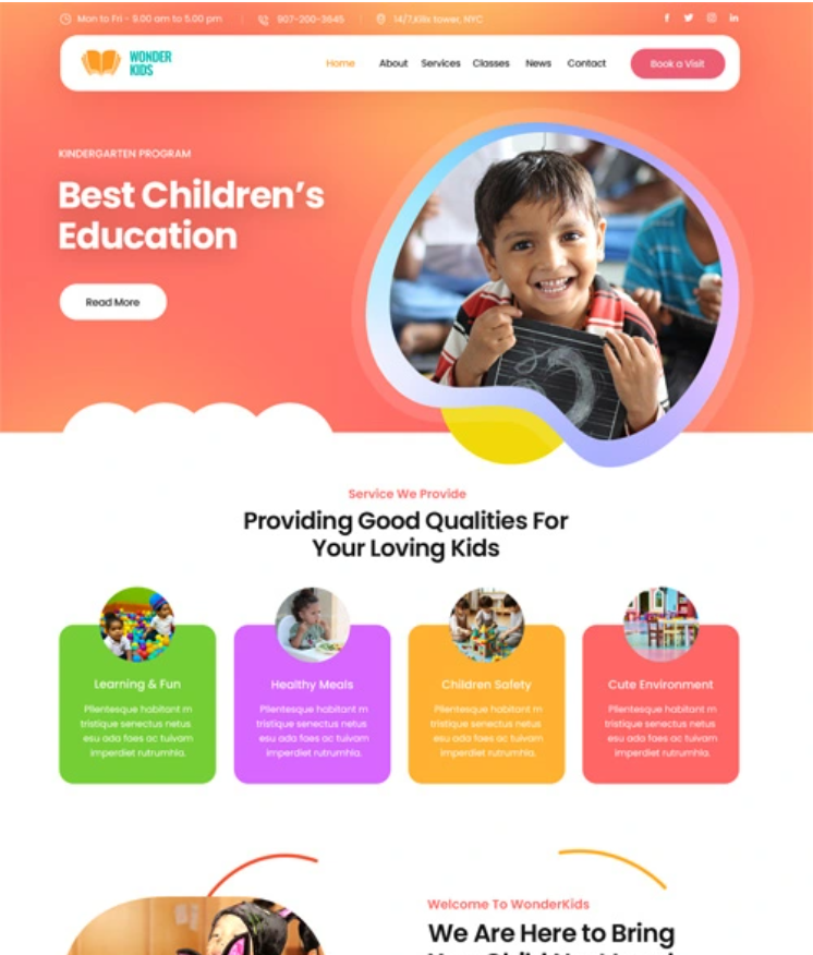 WonderKid Preschool WordPress Theme